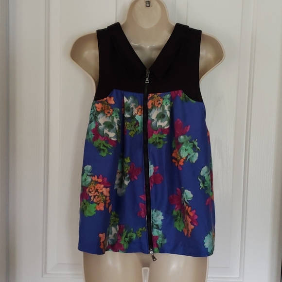 HD PARIS ANTHROPOLOGIE SHIRT TOP WATERCOLOR FLORAL - Picture 3 of 3